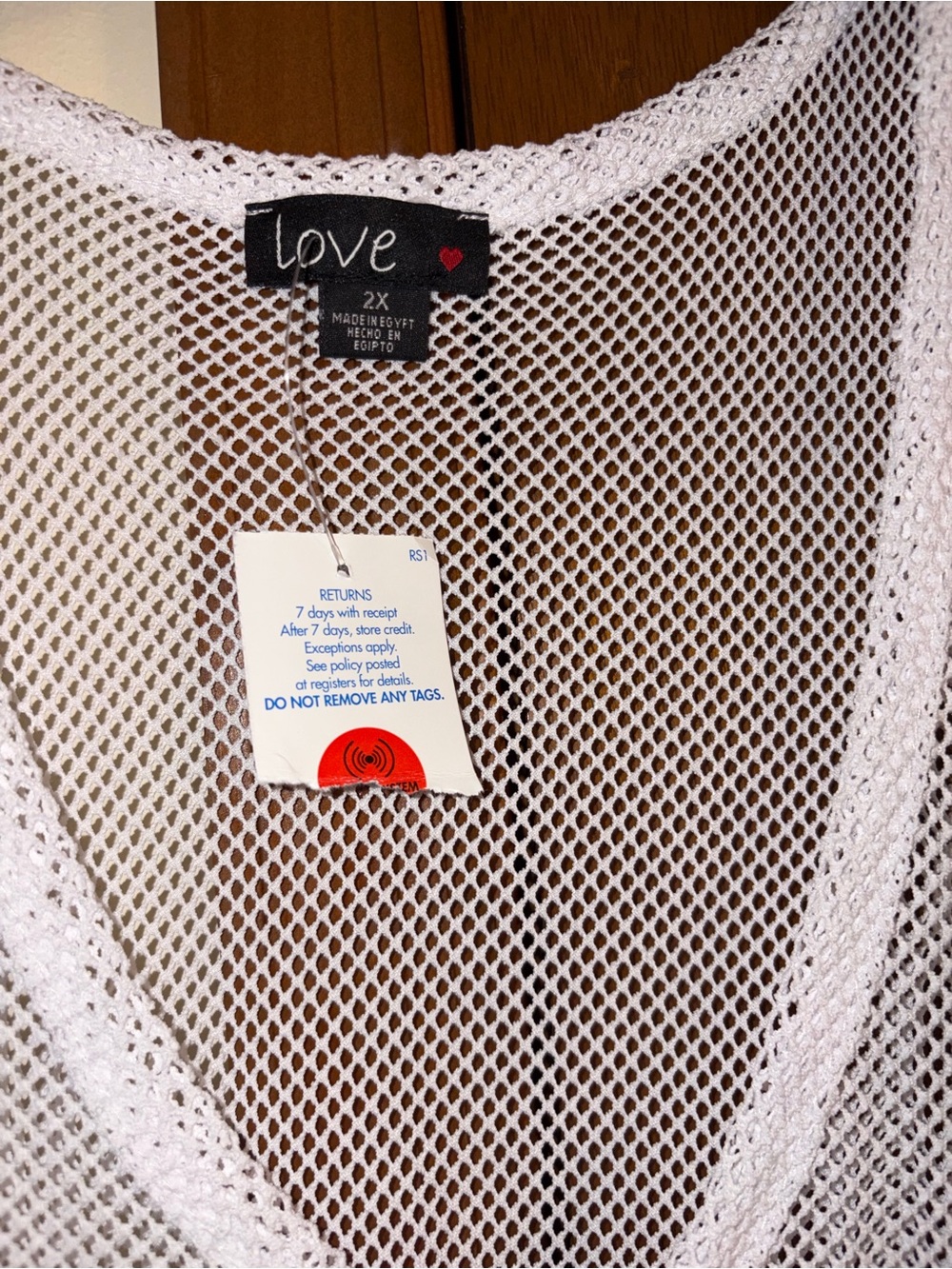 Love Sheer White Mesh V-Neck Swim Cover - Picture 2 of 3